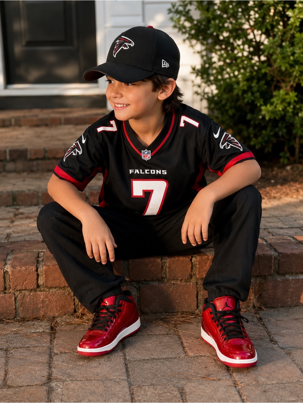 New Era 9FORTY Atlanta Falcons Youth Adjustable Hat Black Red NFL